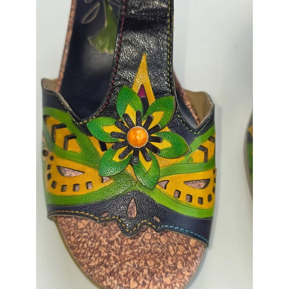 Boho Bloom: Artistic Heels with 3D Floral Charm,‎ 9.5 (EU 41)